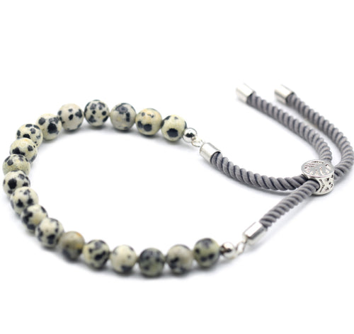 Dalmatian Jasper Silver Plated String Bracelet