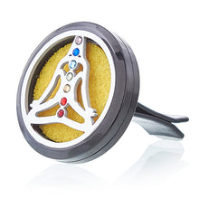 Load image into Gallery viewer, Pewter Yoga Chakra Aromatherapy Car Diffuser Kit