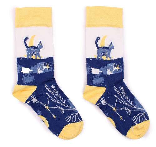 Hop Hare Bamboo Socks - Midnight Cat