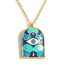 Load image into Gallery viewer, 18k Gold Plated Evil Eye Enamel Necklace