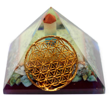 Load image into Gallery viewer, Flower Of Life Orgonite Pyramid 80mm
