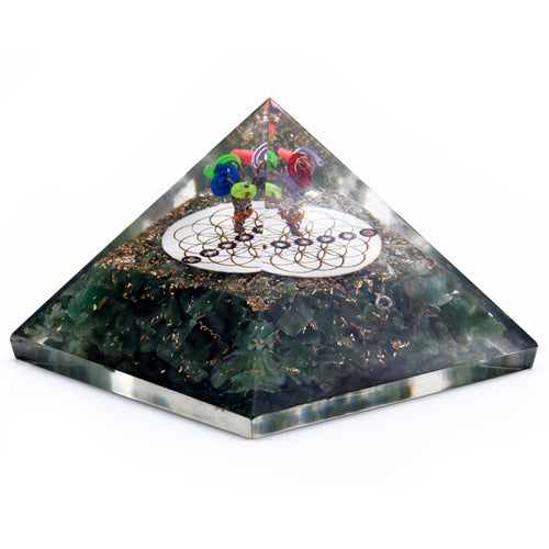 Green Aventurine & Flower Orgonite Pyramid 70mm