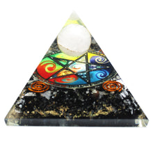 Load image into Gallery viewer, Midnight Pentagon Orgonite Pyramid 70mm