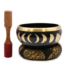 Load image into Gallery viewer, Large Black Moon Phase Singing Bowl Set 14cm