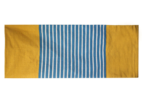 Yellow & Blue Indian Cotton Rug