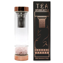 Load image into Gallery viewer, Rose Quartz Crystal Glass Tea Infuser Bottle