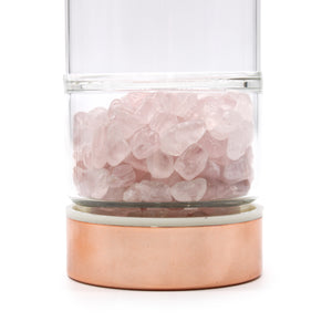 Rose Quartz Crystal Glass Tea Infuser Bottle