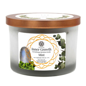 Mint and Moonstone Crystal Candle for Inner Growth