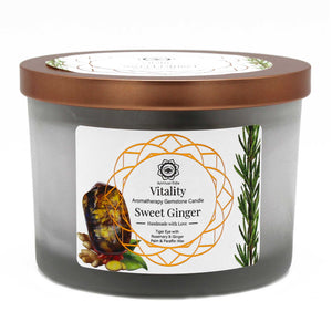 Sweet Ginger and Tiger Eye Crystal Candle for Vitality