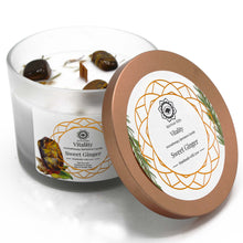Load image into Gallery viewer, Sweet Ginger and Tiger Eye Crystal Candle for Vitality