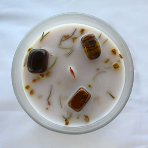 Sweet Ginger and Tiger Eye Crystal Candle for Vitality