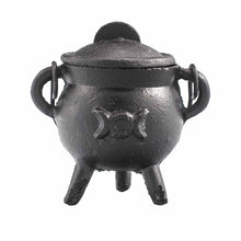 Load image into Gallery viewer, Cast Iron Cauldron With Triple Moon 6cm x 10cm