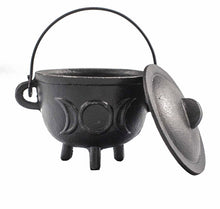 Load image into Gallery viewer, Cast Iron Cauldron With Triple Moon 11cm x 13cm