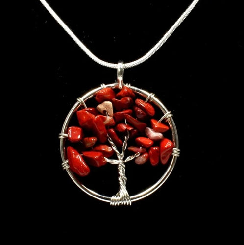 Red Jasper Tree of Life Pendant Necklace