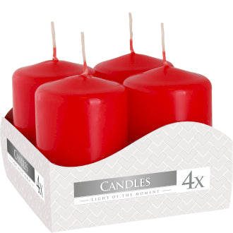 3 x Set of Red 4 Pillar Candles 40mm x 60mm