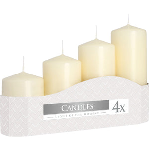 3 x Set of Ivory 4 Pillar Candles