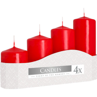 3 x Set of Red 4 Pillar Candles