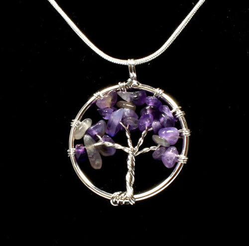 Amethyst Tree of Life Pendant Necklace