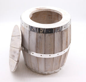 Beer Barrel Stool - Whitewash