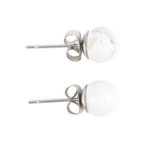Load image into Gallery viewer, White Howlite Crystal Stud Earrings
