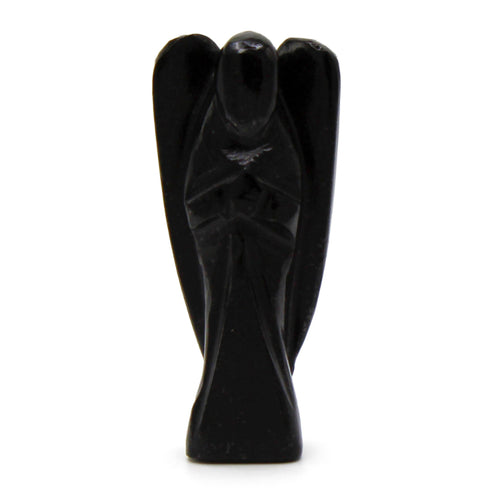 Hand Carved Black Agate Angel