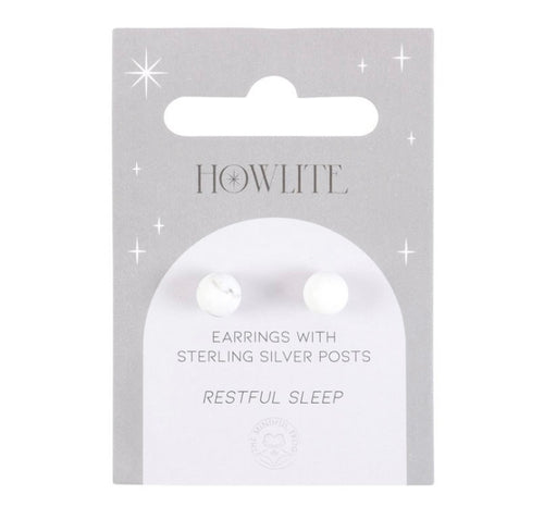 White Howlite Crystal Stud Earrings