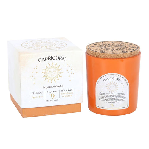 Capricorn Sandwalwood & Jamsine Crystal Zodiac Candle