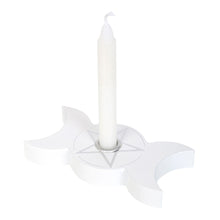 Load image into Gallery viewer, White Triple Moon Spell Candle Holder