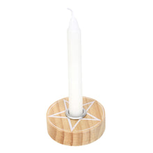 Load image into Gallery viewer, Natural Wooden Pentagram Spell Candle Holder