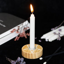 Load image into Gallery viewer, Natural Wooden Pentagram Spell Candle Holder