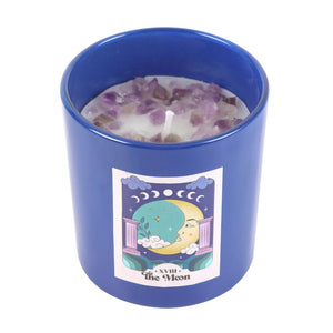 The Moon Amethyst Crystal Chip Candle