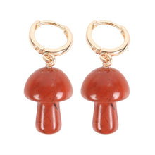Load image into Gallery viewer, Red Jasper Crystal Mushroom Earrings
