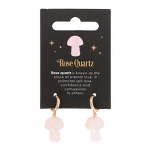 Load image into Gallery viewer, Rose Quartz Crystal Mushroom Earrings