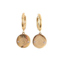 Load image into Gallery viewer, Gold Toned All Seeing Eye Earrings