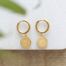 Load image into Gallery viewer, Gold Toned All Seeing Eye Earrings