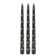 Load image into Gallery viewer, Set of 3 Black Magic Pentagram Taper Candles