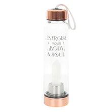 Load image into Gallery viewer, Clear Quartz Energise Your Body &amp; Soul Glass Water Bottle
