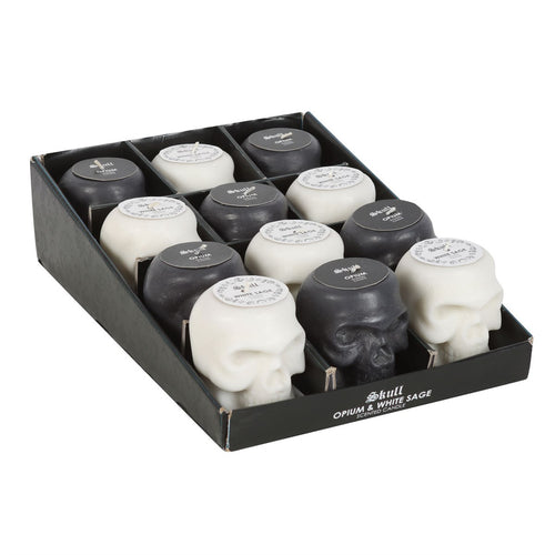 Set Of 12 Opium & White Sage Skull Candles