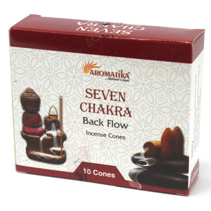 Back Flow Incense Cones are made with natural herbs, oils & resins. These cones are designed to be used with a back flow burner.  Comes in boxes of 10 cones.