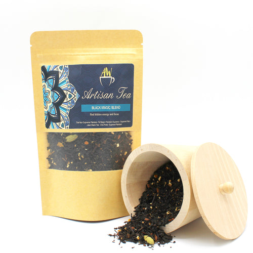 Black Magic Blend Tea - Supreme Pakistani Black Tea.  Its essential properties are its exotic flavour and its stimulating power on the nervous system, but in a natural and healthy way. Taken in moderation on a daily basis, it would prevent cardiovascular and neurodegenerative diseases, is diuretic, would slow down the aging of cells, improve bad cholesterol levels in the blood, circulation and would be an excellent remedy in case of hypotension and a propensity to dizziness. 