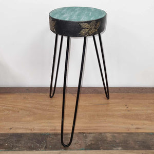 Turquoise & Gold Albasia Wooden Plant Stand