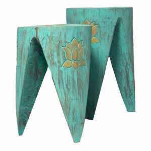 Turquoise Tribal Table & Stool Set
