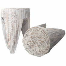 Load image into Gallery viewer, Whitewash Tribal Table &amp; Stool Set