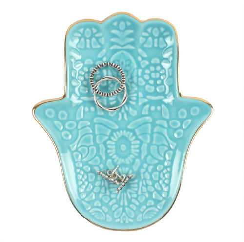 Turquoise Hamsa Hand Jewellery Dish - Melluna_UK