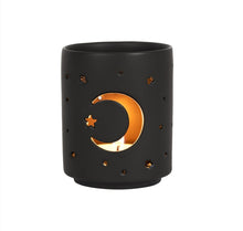 Load image into Gallery viewer, Small Black Mystical Moon Cut Out Tealight Holder