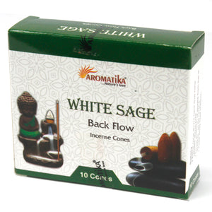 White Sage Back Flow Incense Cones - Melluna_UK