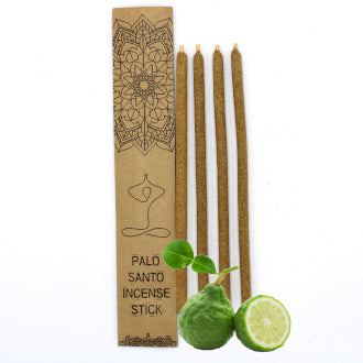 Bergamot Palo Santo Large Incense Sticks.  These incense sticks are hand rolled in Peru and made of Palo Santo.  Measures 20cm x 1 cm and will burn for approximately 75 mins.