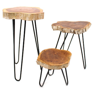 Set of 3 Gamal Wood Plant Stands