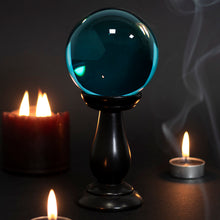 Load image into Gallery viewer, Small Teal Crystal Ball on Stand
