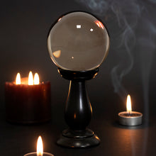 Load image into Gallery viewer, Small Smoke Grey Crystal Ball on Stand